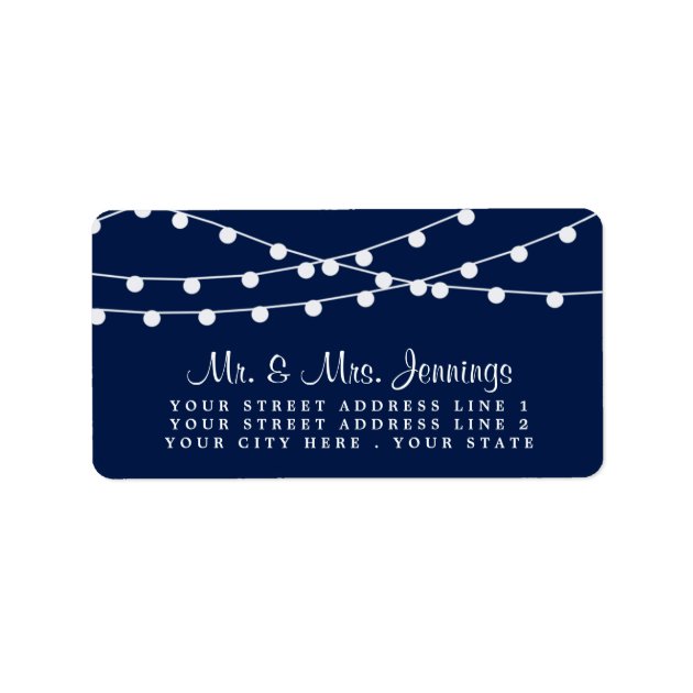 The String Lights On Navy Blue Wedding Collection Label