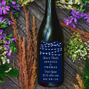 The String Lights On Navy Blue Wedding Collection Label