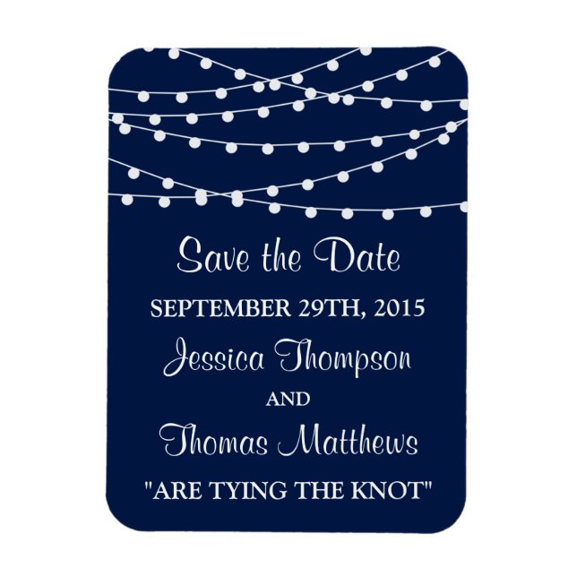 The String Lights On Navy Blue Wedding Collection Magnet (Vertical)