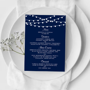 The String Lights On Navy Blue Wedding Collection Menu