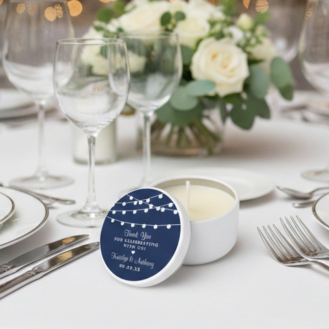 The String Lights On Navy Blue Wedding Collection Mini Candle Favors (Creator Uploaded)