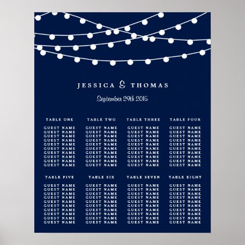 The String Lights On Navy Blue Wedding Collection Poster
