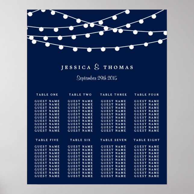 The String Lights On Navy Blue Wedding Collection Poster (Front)