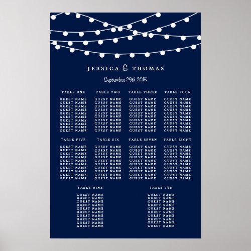 The String Lights On Navy Blue Wedding Collection Poster