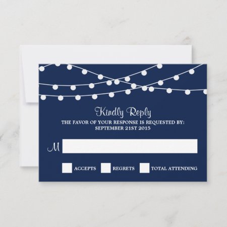 The String Lights On Navy Blue Wedding Collection Rsvp Card