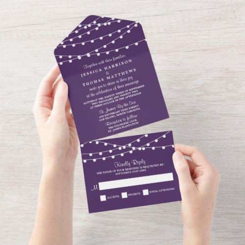 The String Lights On Purple Wedding Collection All In One Invitation