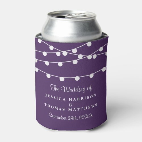 The String Lights On Purple Wedding Collection Can Cooler