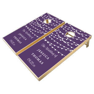 The String Lights On Purple Wedding Collection Cornhole Set