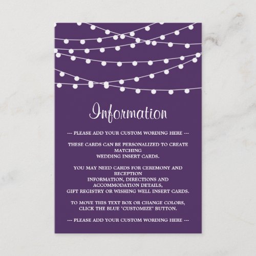 The String Lights On Purple Wedding Collection Enclosure Card