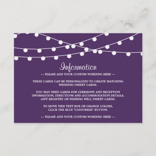 The String Lights On Purple Wedding Collection Enclosure Card