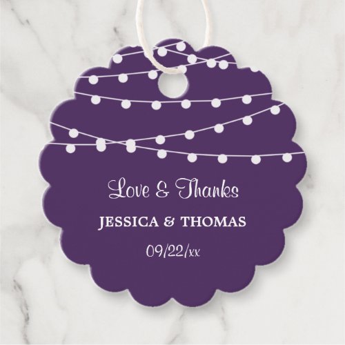 The String Lights On Purple Wedding Collection Favor Tags