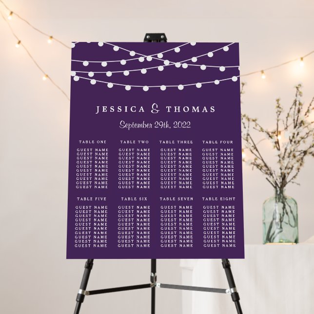 The String Lights On Purple Wedding Collection Foam Board (In Situ (Stand))