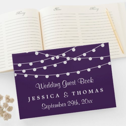 The String Lights On Purple Wedding Collection Guest Book