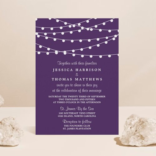 The String Lights On Purple Wedding Collection Invitation