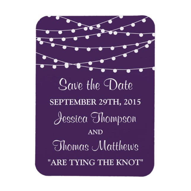 The String Lights On Purple Wedding Collection Magnet (Vertical)
