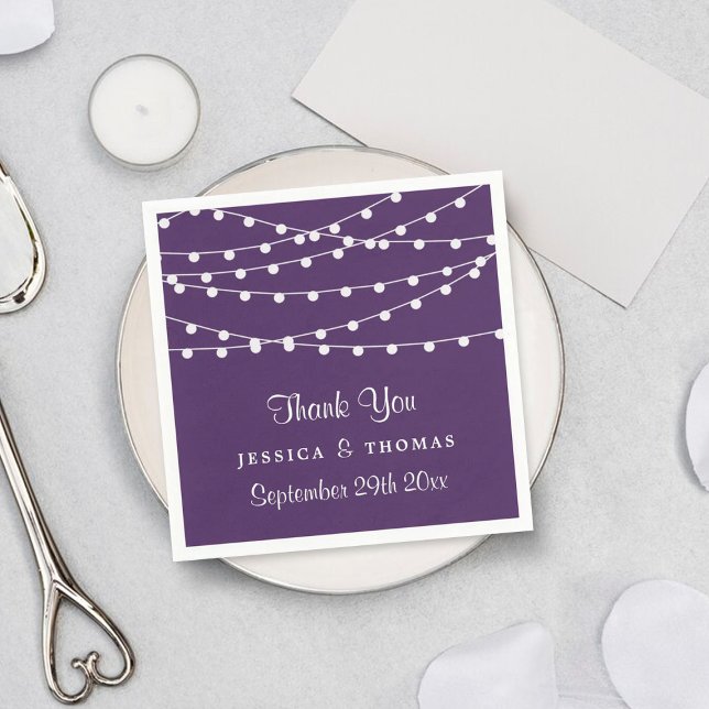 The String Lights On Purple Wedding Collection Napkins (Creator Uploaded)