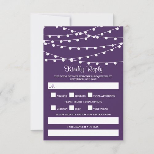 The String Lights On Purple Wedding Collection RSVP Card