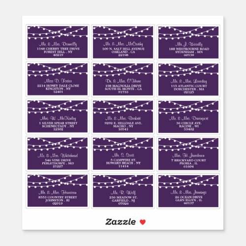 The String Lights On Purple Wedding Collection Sticker
