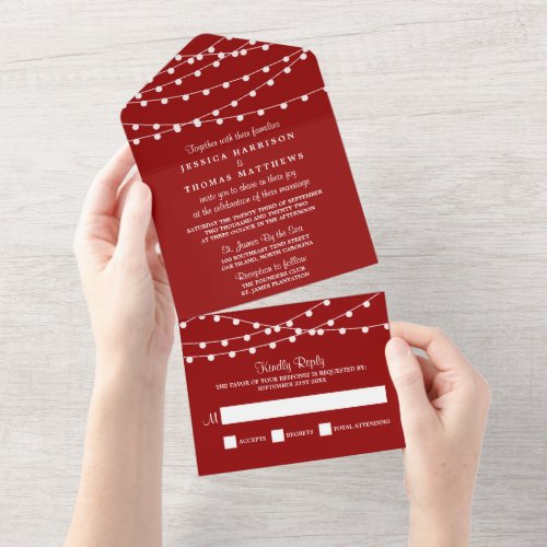 The String Lights On Red Wedding Collection All In One Invitation