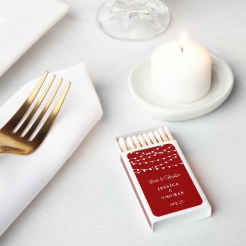 The String Lights On Red Wedding Collection Matchboxes