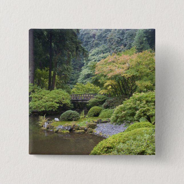 The Strolling Pond with Moon Bridge Pinback Button (Front)
