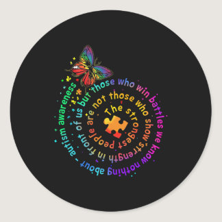 The Strongest People Butterfly Autism Awareness  Classic Round Sticker