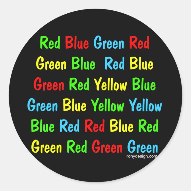 The Stroop Test Classic Round Sticker (Front)