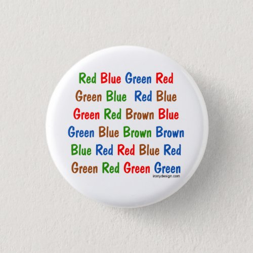 The Stroop Test Colors Pinback Button