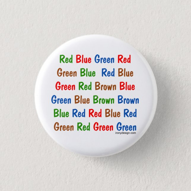 The Stroop Test Colors Pinback Button (Front)