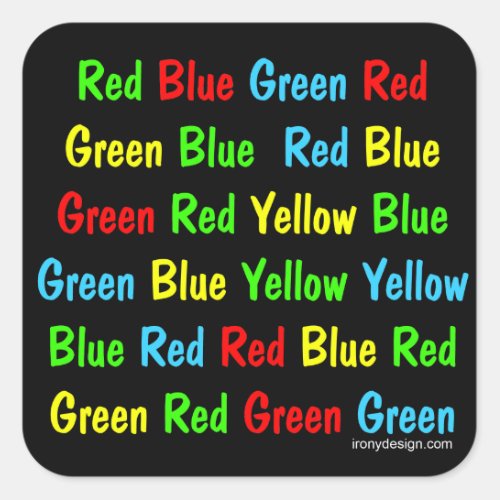 The Stroop Test Colors Square Sticker