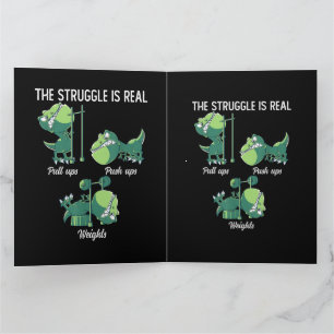 The Struggle is Real Funny Dinosaur T-Rex Gym Thank You Card