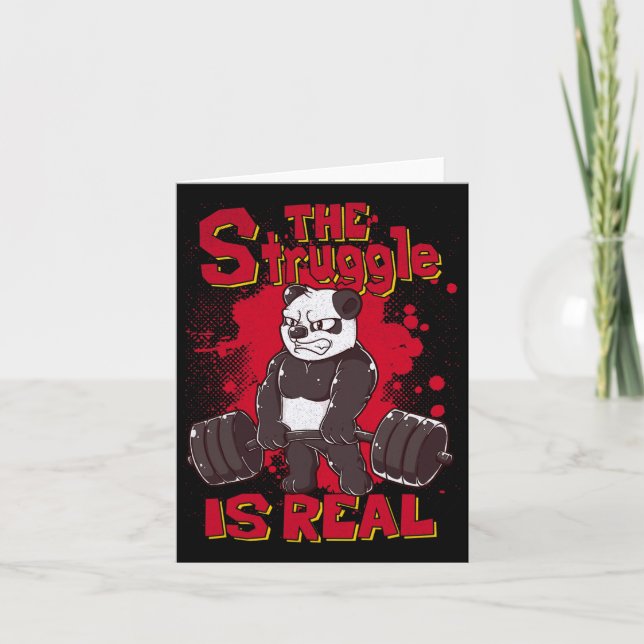 The Struggle Is Real Funny Panda Gym Bodybuilding  Card (Front)