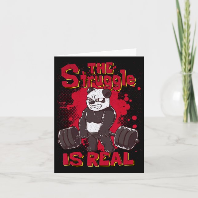 The Struggle Is Real Panda Shirt Fitness Gym Bodyb Card (Front)