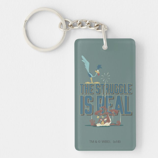 The Struggle Is Real ROAD RUNNER™ & Wile E. Coyote Keychain (Front)