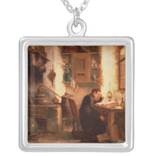 The student of chemistry and pharmacy silver plated necklace
