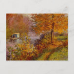 The Studio Boat Claude Monet Fine Art Postcard<br><div class="desc">A fine art postcard with the oil painting by Claude Monet (1840-1926), The Studio Boat (1876). He was a French Impressionist painter and pioneer of the Plein Air (open air) style. Instead of being confined to a studio, he employed a boat on the river Seine to engage in his artistic...</div>