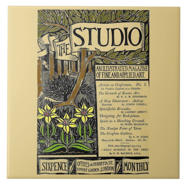 The Studio Vintage Magazine Cover Ceramic Tile (Front)