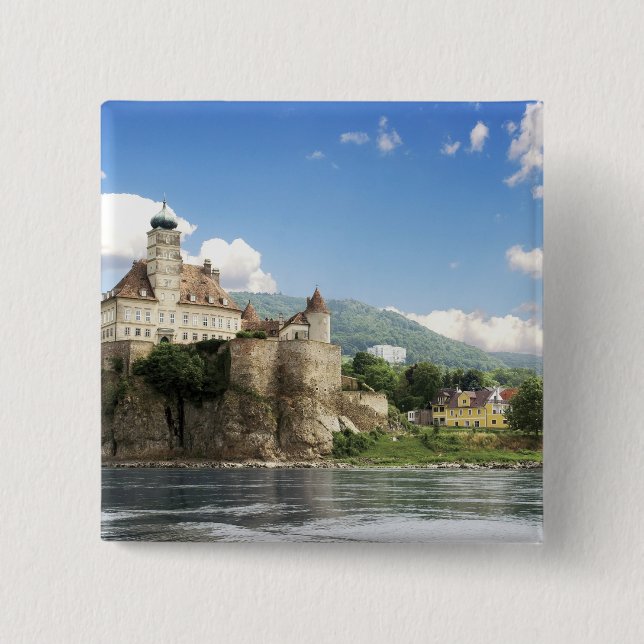 The stunning Schonbuhel Castle sits above the Pinback Button (Front)