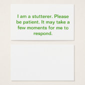 The stutterer's card (Front & Back)