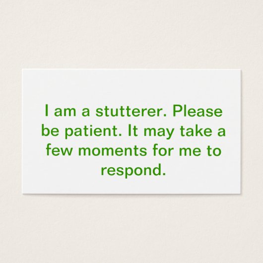 The stutterer's card (Front)