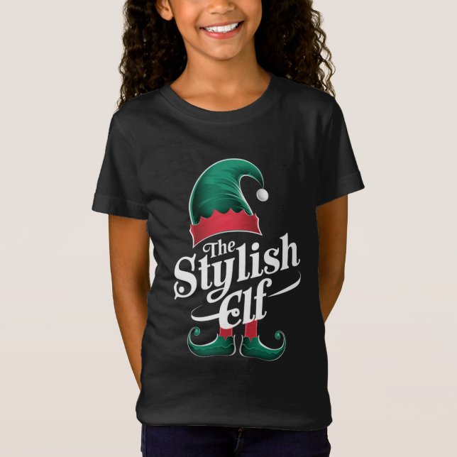 The Stylish Elf Group Matching Family Christmas  T-Shirt (Front)