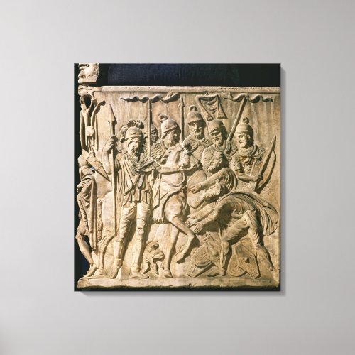 The submission of a barbarian to a Roman troop Canvas Print