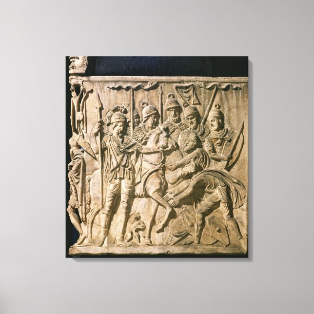 The submission of a barbarian to a Roman troop Canvas Print (Front)