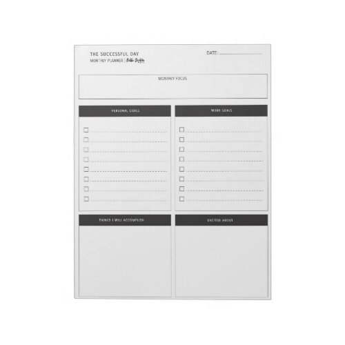 The Successful Day  _ Monthly Planner Notepad