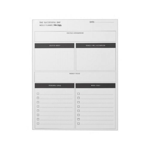 The Successful Day  _ Weekly Planner Notepad