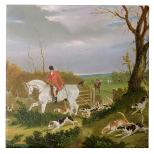 The Suffolk Hunt - Going to Cover near Herringswel Ceramic Tile