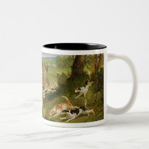 The Suffolk Hunt - Going to Cover near Herringswel Two-Tone Coffee Mug