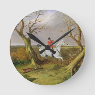 The Suffolk Hunt - Gone Away (oil on canvas) Round Clock