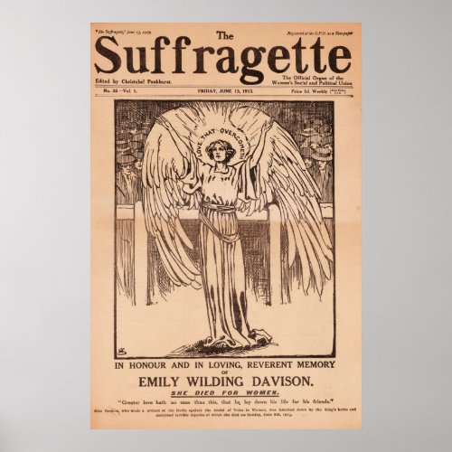 The Suffragette Emily Davison Vintage Poster