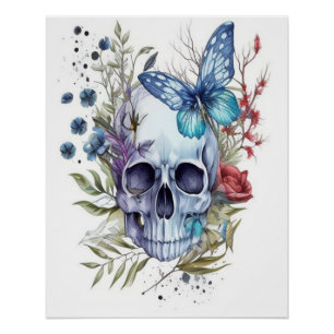 The Sugar Skull and Wildflowers Wall Art
